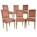 Set of 6 Dining Chairs, Louis XVI style, 19thC.