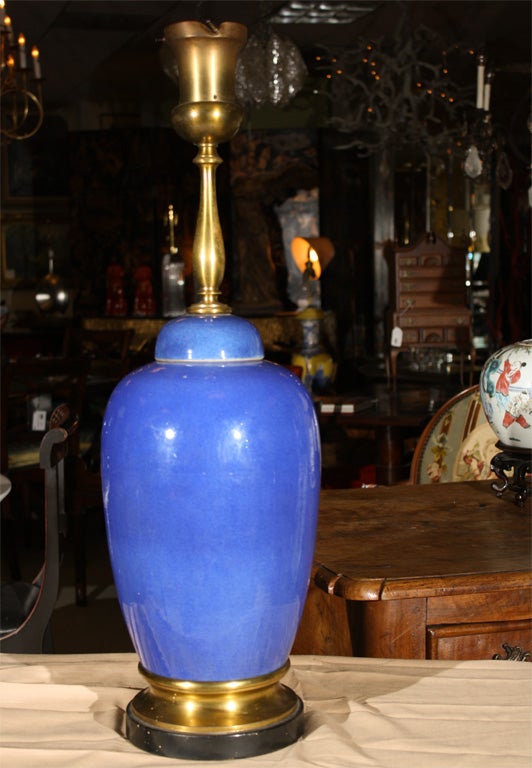Blue Ceramic Ginger Jar Lamp