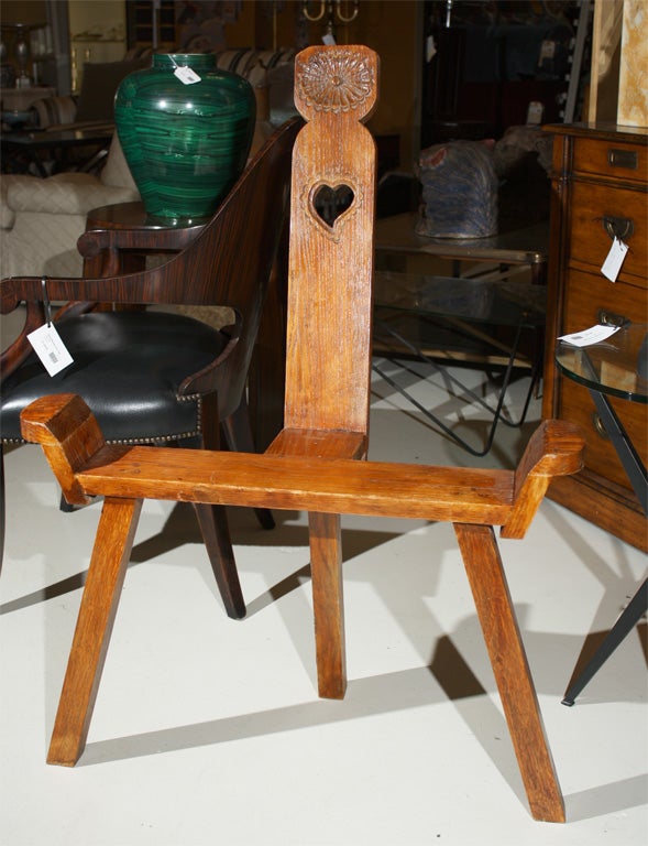 Handmade oak bench-like chair by George Pendleton of Tennessee. Completely hand-done, 16