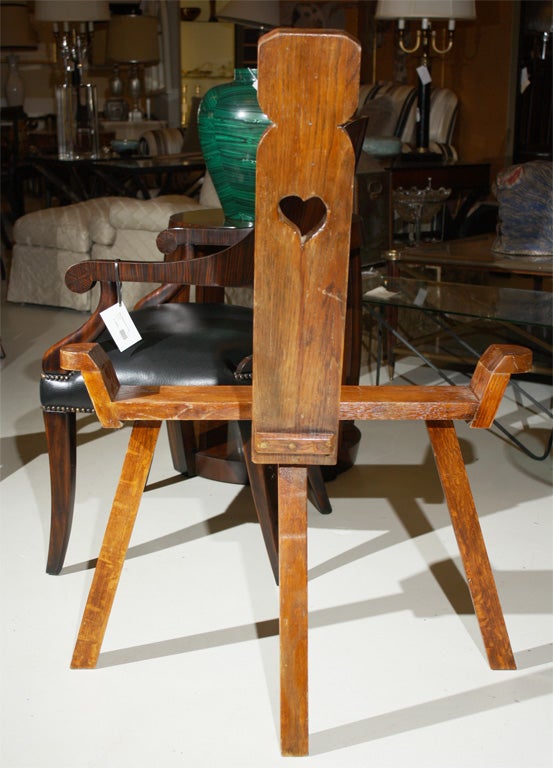 Handmade Oak Wood Birthing Chair In Good Condition For Sale In Bedford, NY