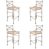 Vintage SET OF 4 IRON BAR STOOLS