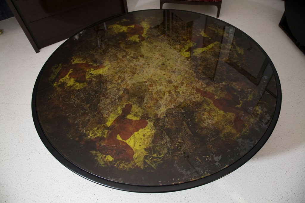 American Monumental Round Eglomise Cocktail Table