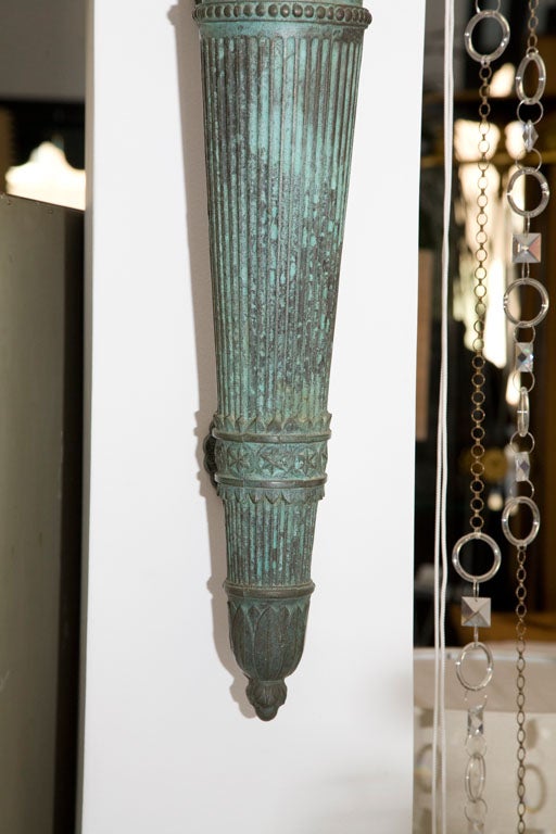 American Pair of Cast Bronze Torch Sconces from Warner Estate