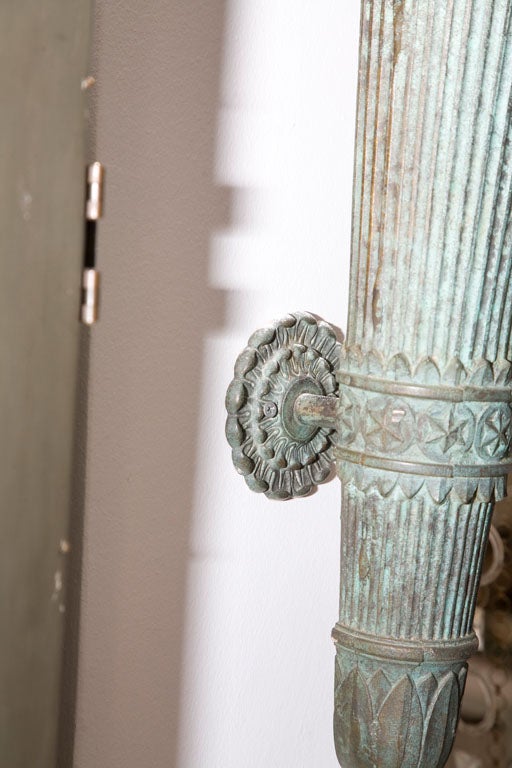Pair of Cast Bronze Torch Sconces from Warner Estate 1