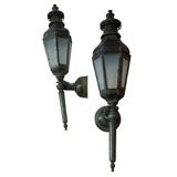 Pair of Patinated Bronze Lanterns from the Warner Estate