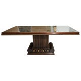 Neo Classical Column Cocktail Table with Mirrored Top