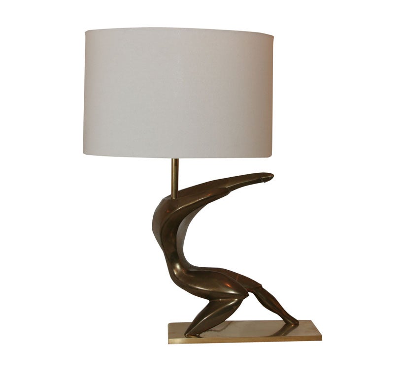 An Italian 1960
s patinated brass  Male Torso Table Lamp