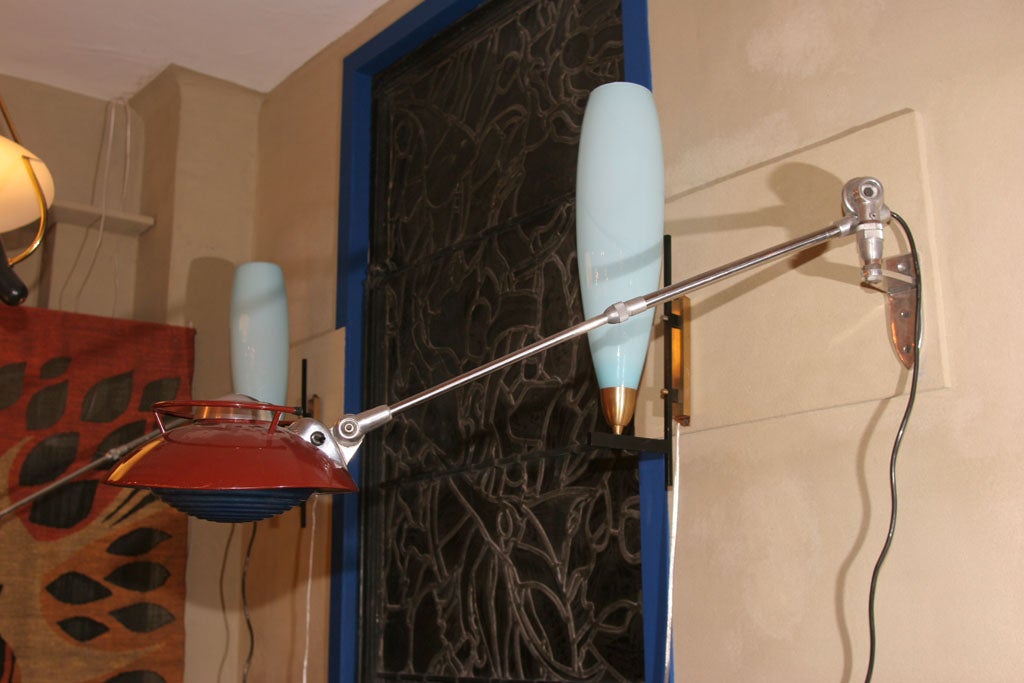 A Pair of 1950's French Articulated Wall Sconces