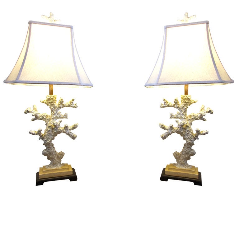 PAIR OF FAUX CORAL LAMPS
