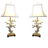 PAIR OF FAUX CORAL LAMPS