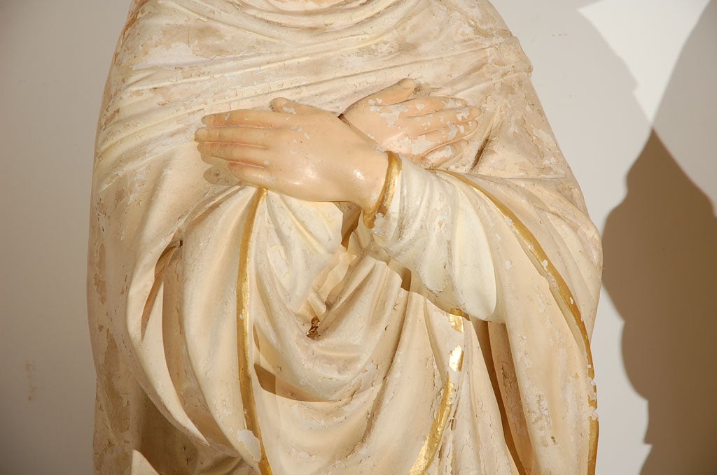 Plaster Late 19th century Lifesized Religious Angel Saint Statues