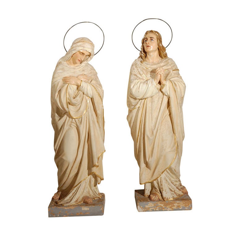 Late 19th century Lifesized Religious Angel Saint Statues