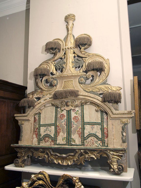A Large Polychrome, Textile and Giltwood Wall Decoration