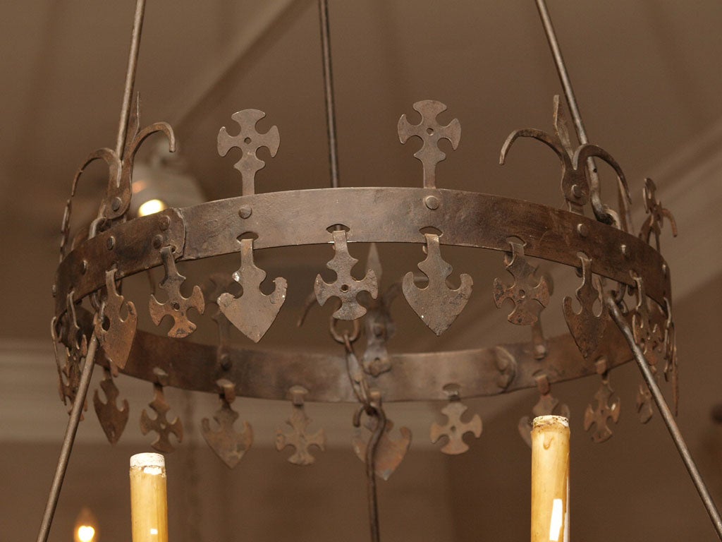 A Large Hand  Forged Iron Chandelier In Excellent Condition In New Orleans, LA