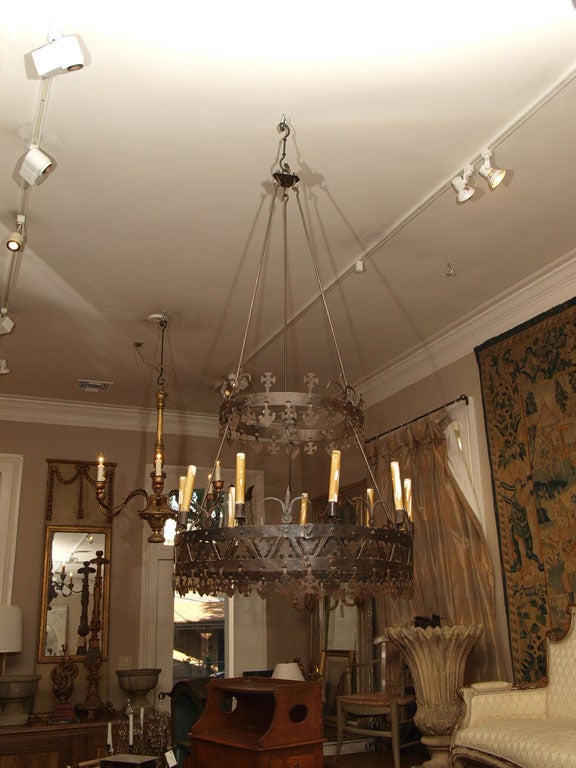 A Large Hand  Forged Iron Chandelier 4