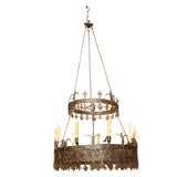 A Large Hand  Forged Iron Chandelier