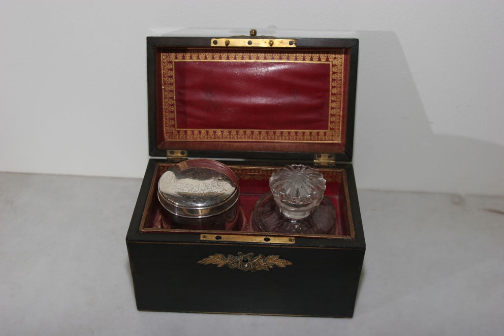 Neoclassical Box Black English Tea Caddy, 19th Century, England