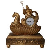 Antique A Swedish gilt wood mantle clock