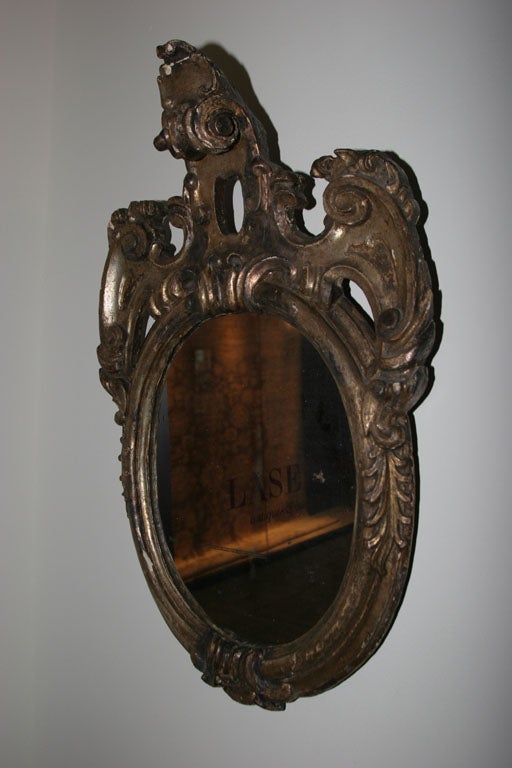 18th Century and Earlier Mirror Oval Italian Baroque Period 18th Century Italy