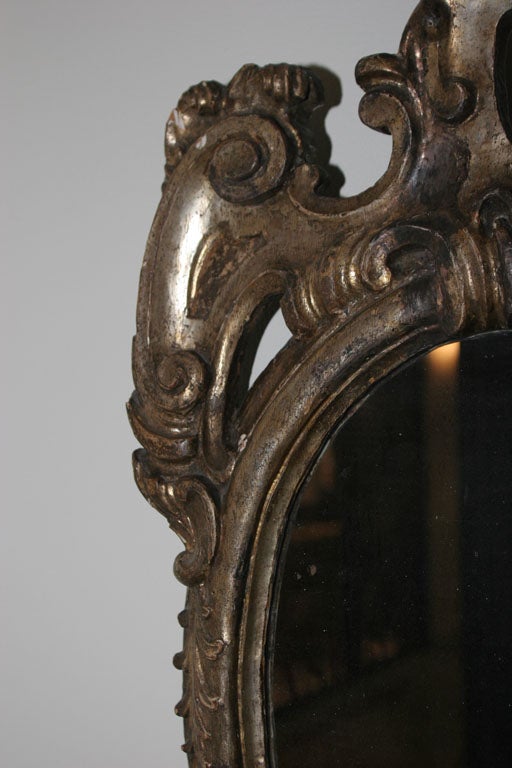 Wood Mirror Oval Italian Baroque Period 18th Century Italy