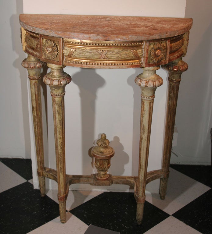 Swedish Demilune console table<br />
Wooden top
