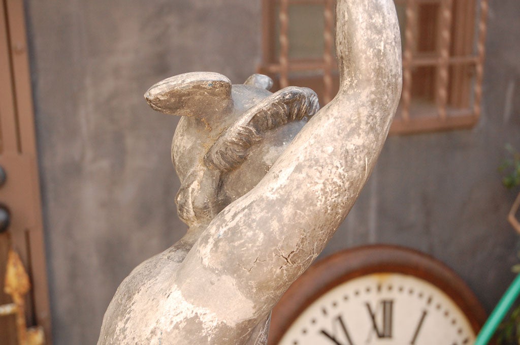 Statua francese di Mercurio in piombo su base di pietra, circa 1900 in vendita 2