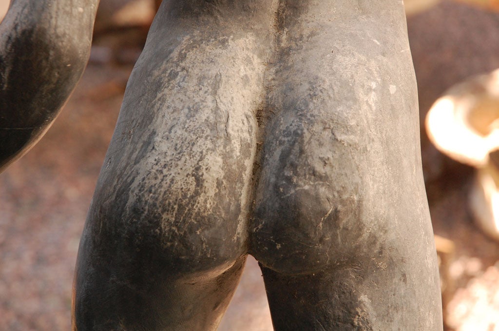 Statua francese di Mercurio in piombo su base di pietra, circa 1900 in vendita 4