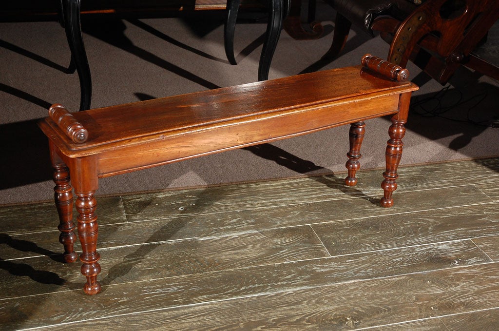 An English Hall Bench in Mahogany, Circa 1870