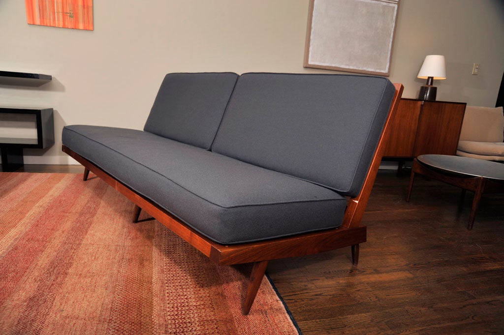 20th Century George Nakashima Solid Walnut Sofa With Slatted Back