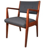 Set of 8 Jens Risom dining chairs on solid walnut frames