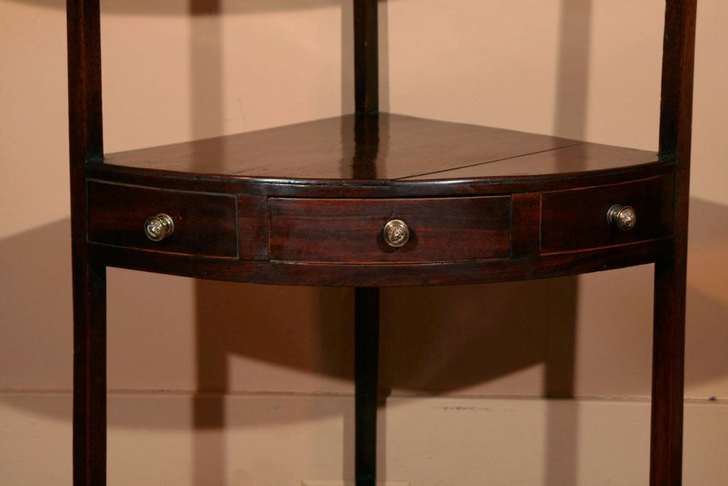 English Mahogany Corner Wash Stand, Circa 1820. This piece is currently on display at our retail shop The Country House, 179 East Deerpath Road, Lake Forest IL, Mon-Fri, 10-5:00 and Sat 10-4:00.