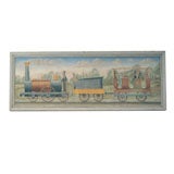 Primitive Oil Painting of Stephenson's "Rocket" Locomotive