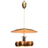 Vintage Brass Four Light Fixture with Pulley