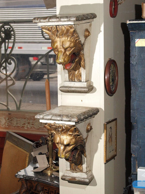 Pair of Italian Carved Wood Brackets
