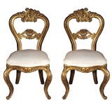 Pair of Gilt Wood Portuguese Chairs