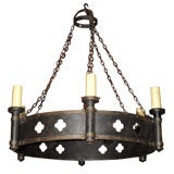Antique French Iron Round Rustic Chandelier