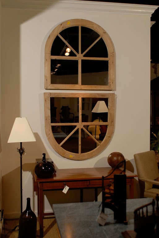 Pair of Arched Pine Mirrors