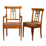 Set of 8 French Directoire Period Dining Chairs- 4 Arms & 4 Side