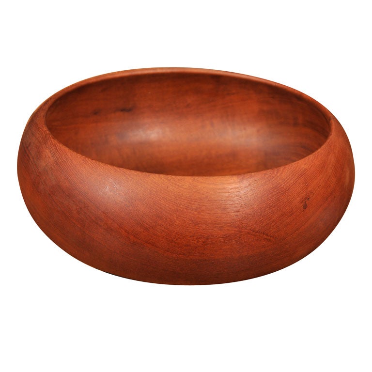1950's Hand Turned Danish Teak Bowl For Sale at 1stdibs