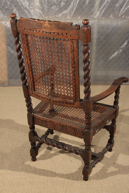 Early 18th Century English Caned Arm Chair For Sale 5
