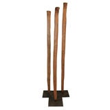 Antique African house poles mounted as sculpture