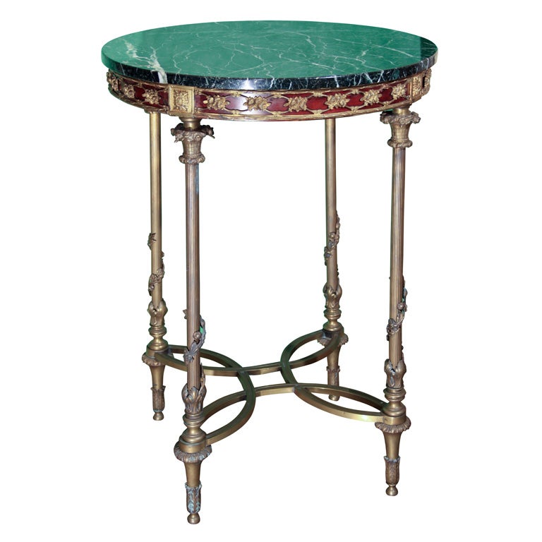 Round brass/marble top side table