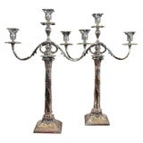 Antique Pair 3 light Sheffield candelabra.