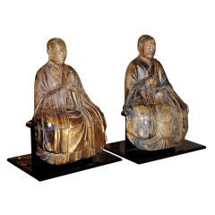 Pair of 18th Century seated Buddhist Disciple Figures