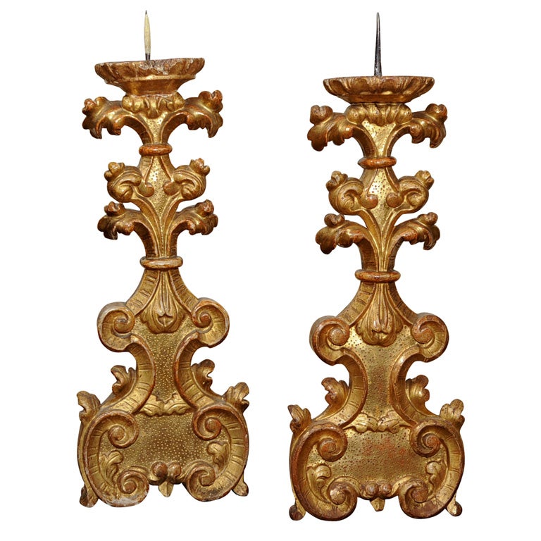 Rare Gilded Candle Prickets Italian (Ref# JRM61) For Sale