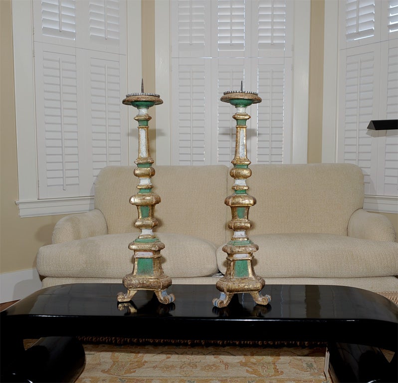 Rare Wooden Candle Prickets Italian (ref# JRM60)