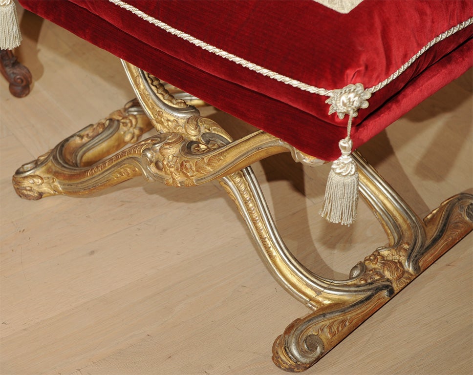 19th Century Louis XV style carved gilt wood stool