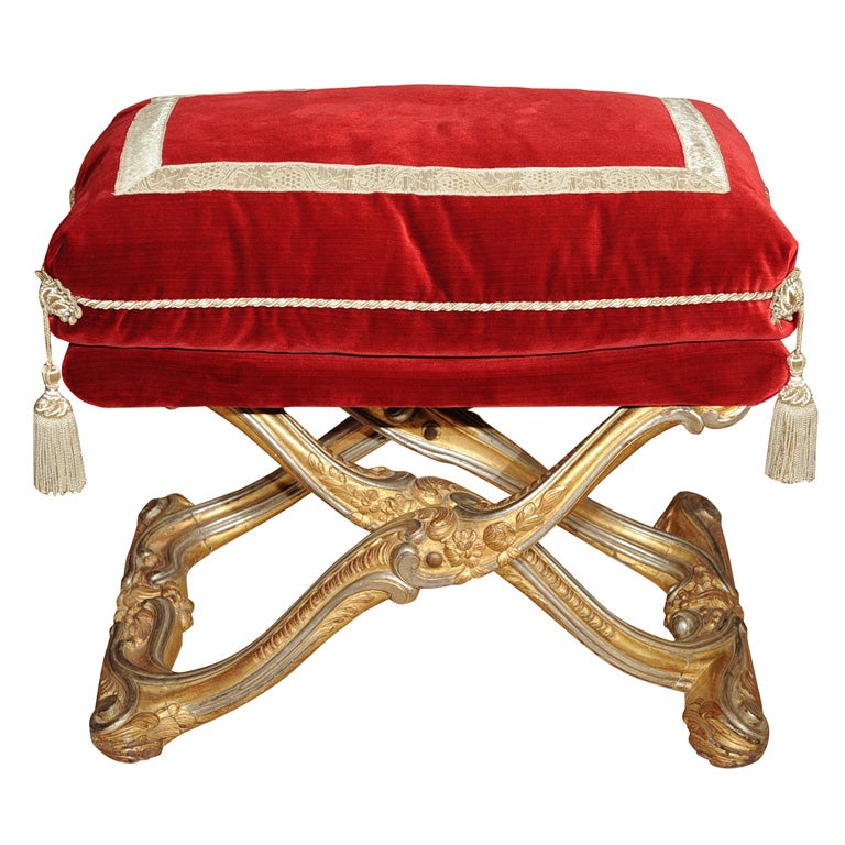 Louis XV style carved gilt wood stool