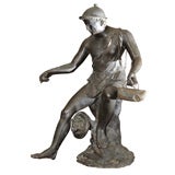 Bronze fountain element depicting a fisherman
