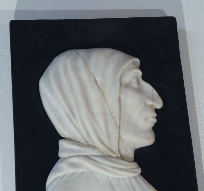 Italian Profile of Girolamo Savonarola in White Marble
